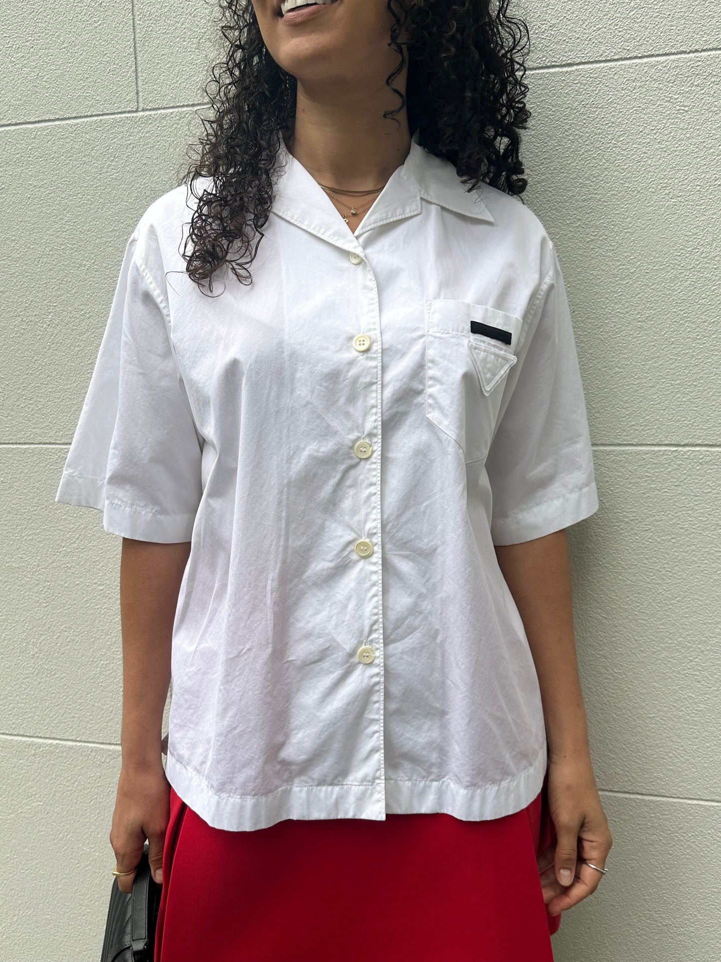 Prada White Short Sleeve Shirt Size 38