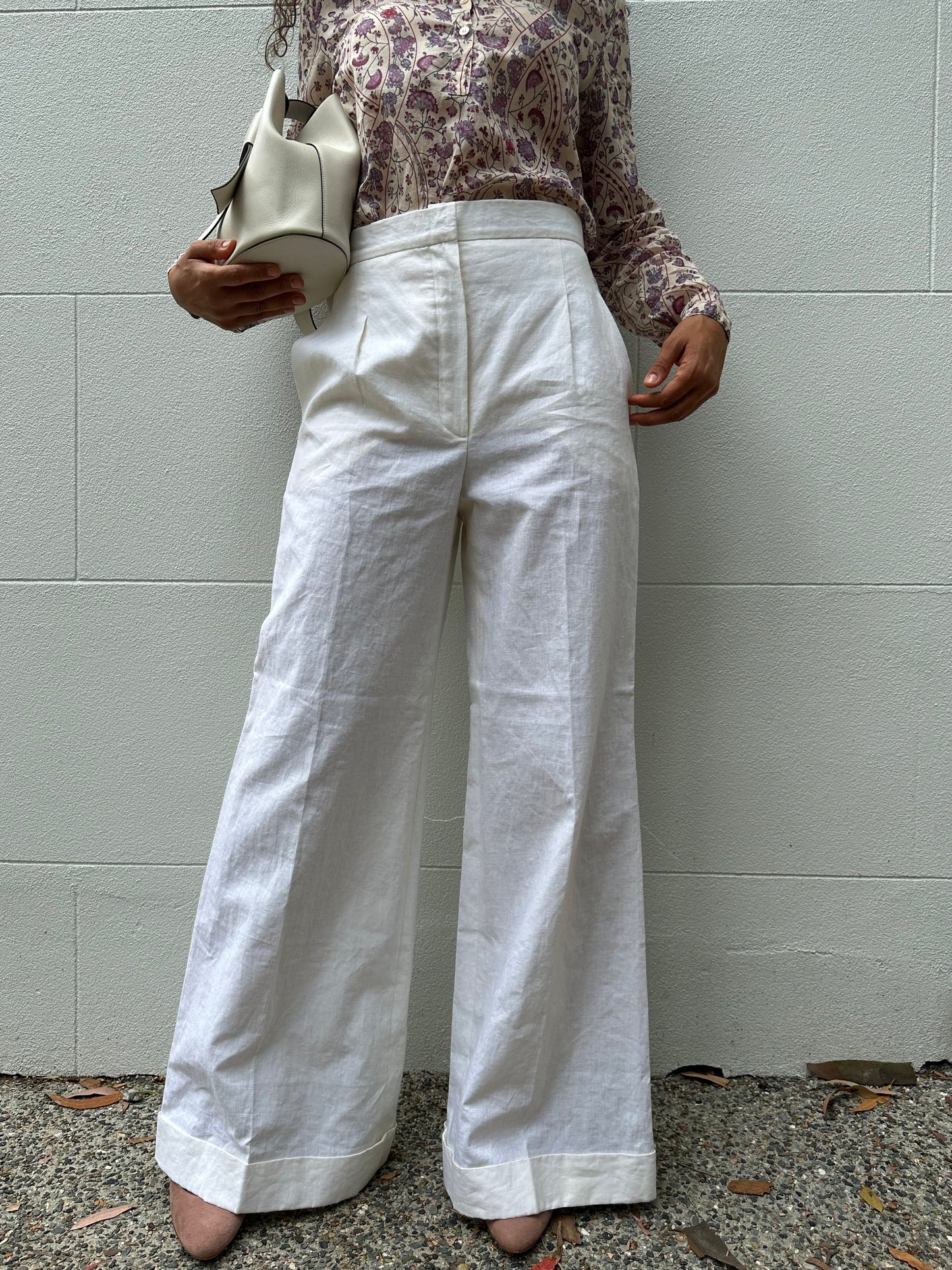 Chanel White Wide Leg Pant Size 38