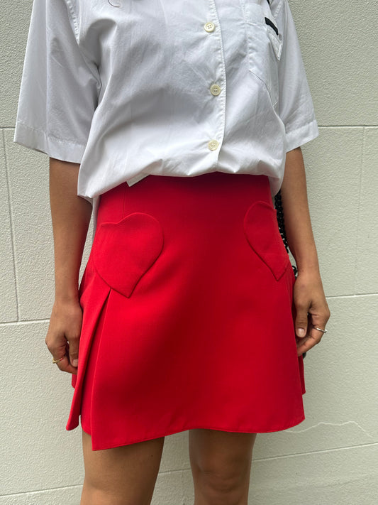 Dior Red Heart Pocket Mini Skirt Size 38
