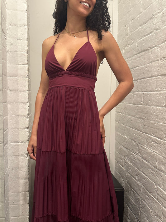 Patrizia Pete Burgundy Halter Dress Size 40