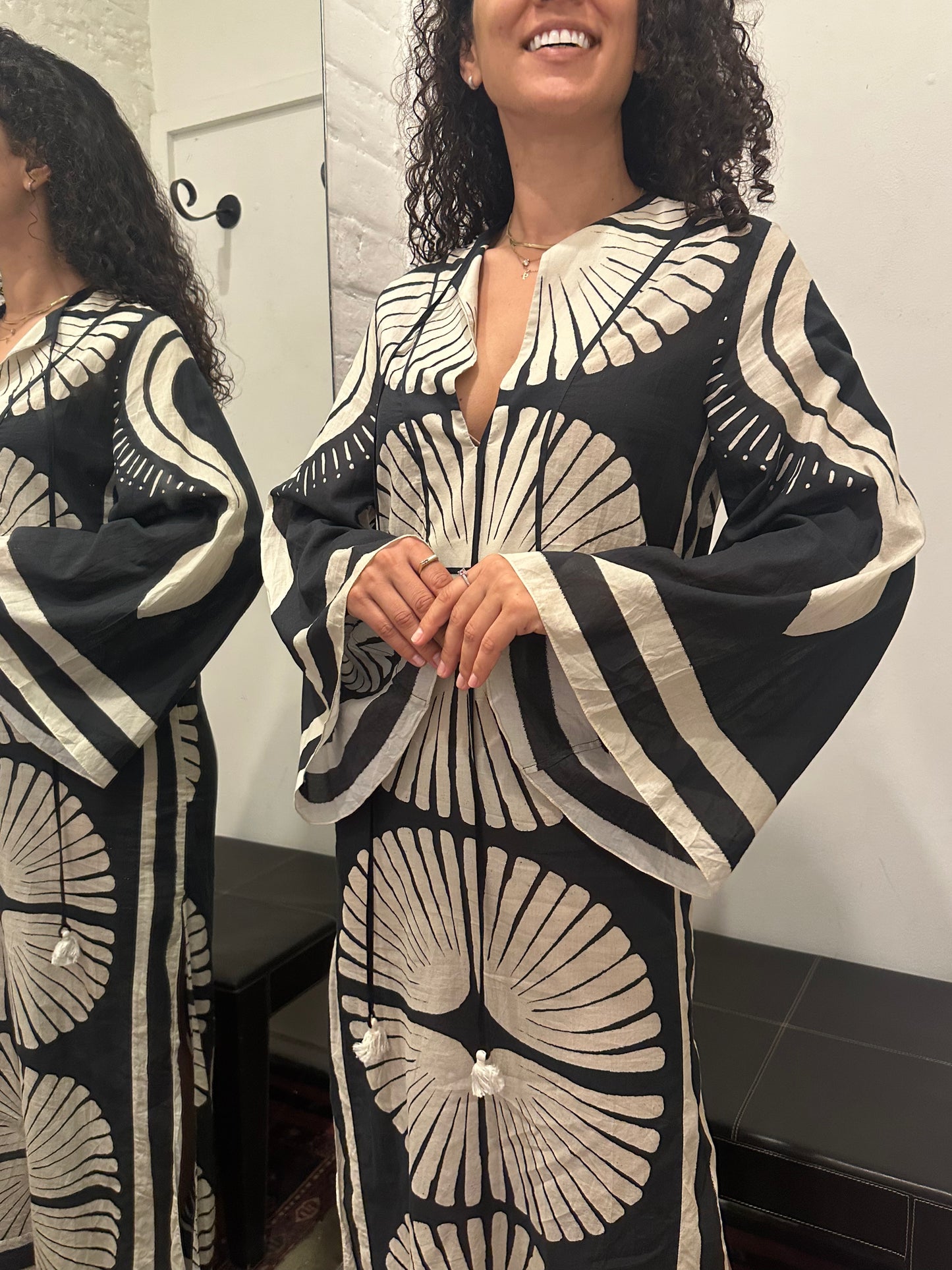 Johanna Ortiz Black and White Kaftan Size 2