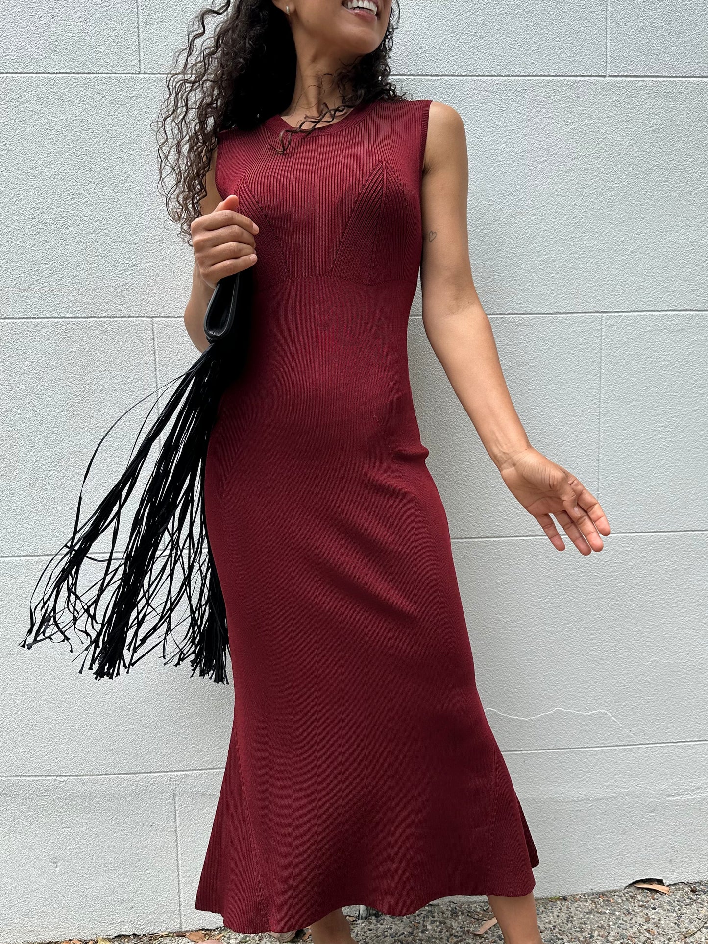 Victoria Beckham Burgundy Knit Dress Size 3