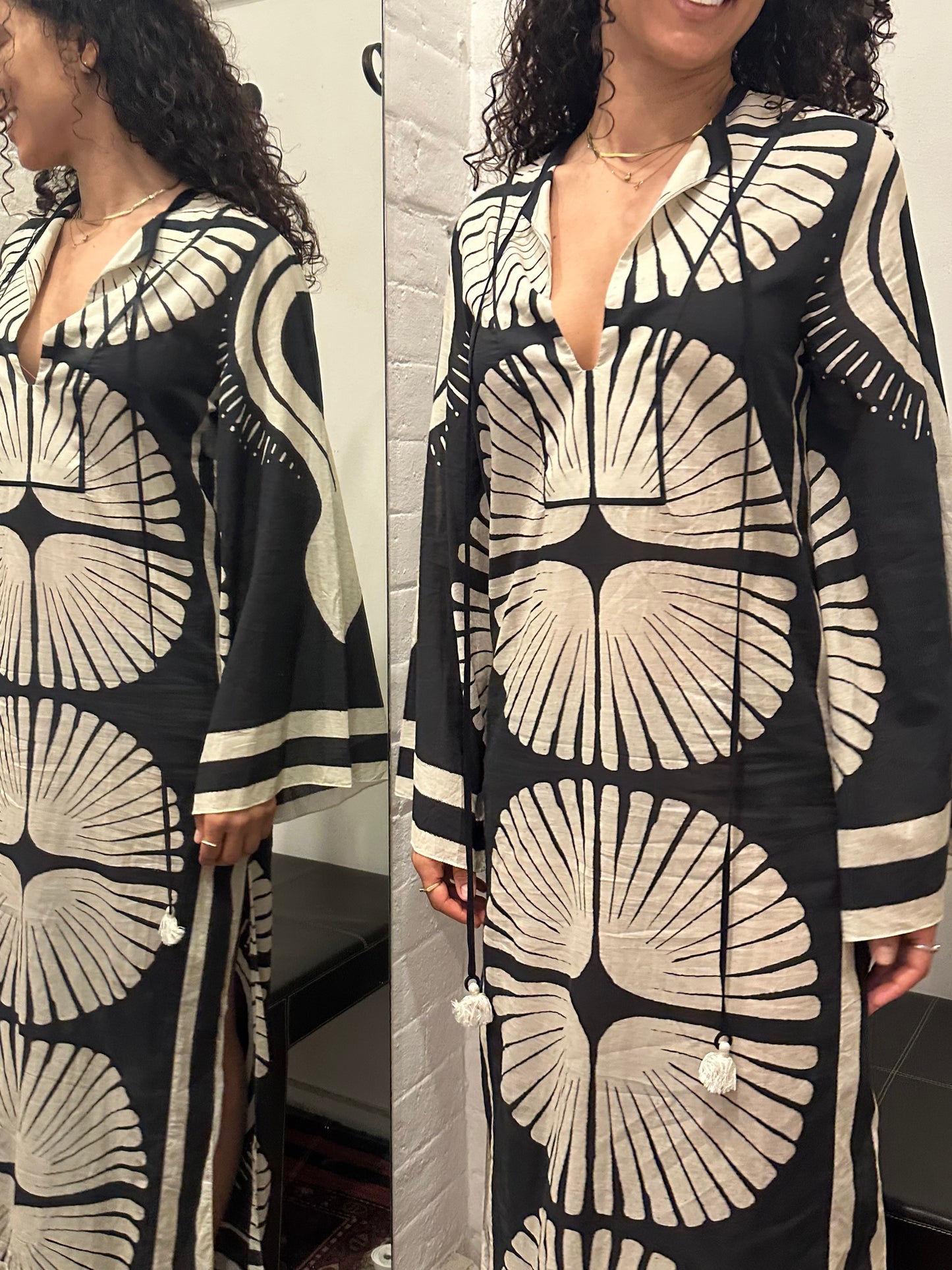 Johanna Ortiz Black and White Kaftan Size 2