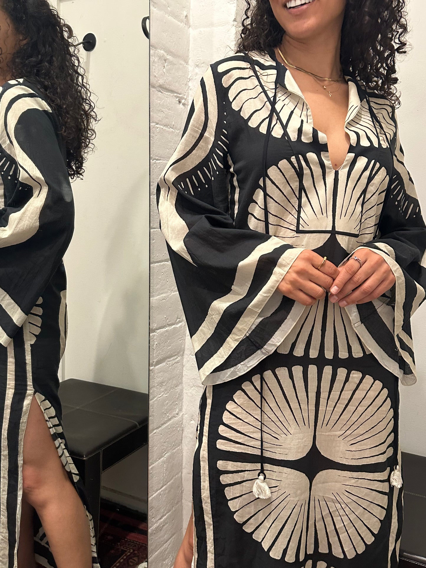 Johanna Ortiz Black and White Kaftan Size 2