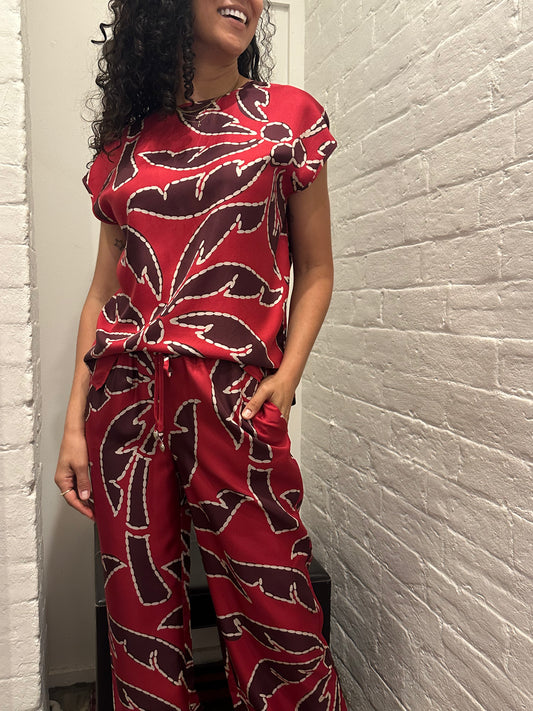 Helen Kaminski Burgundy Silk Pant Set Size S