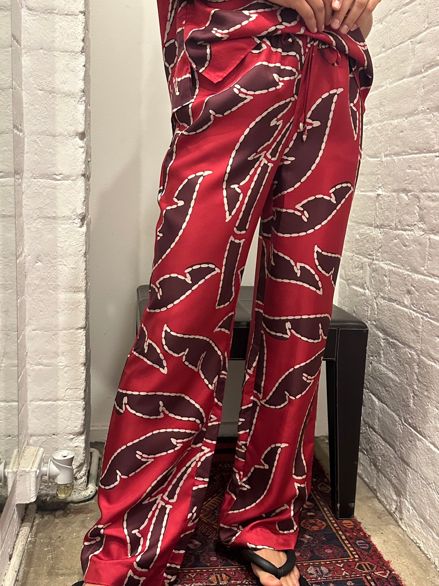 Helen Kaminski Burgundy Silk Pant Set Size S