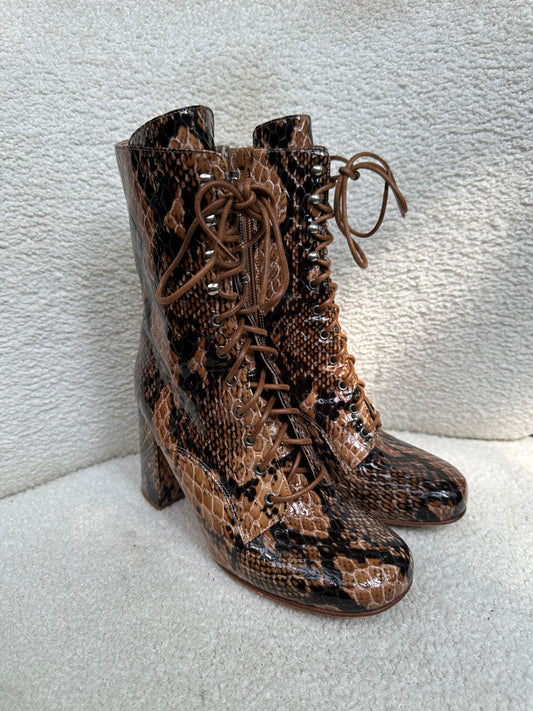 Maryam Nassir Zadeh Reptile Patent Lace Boot Size 36