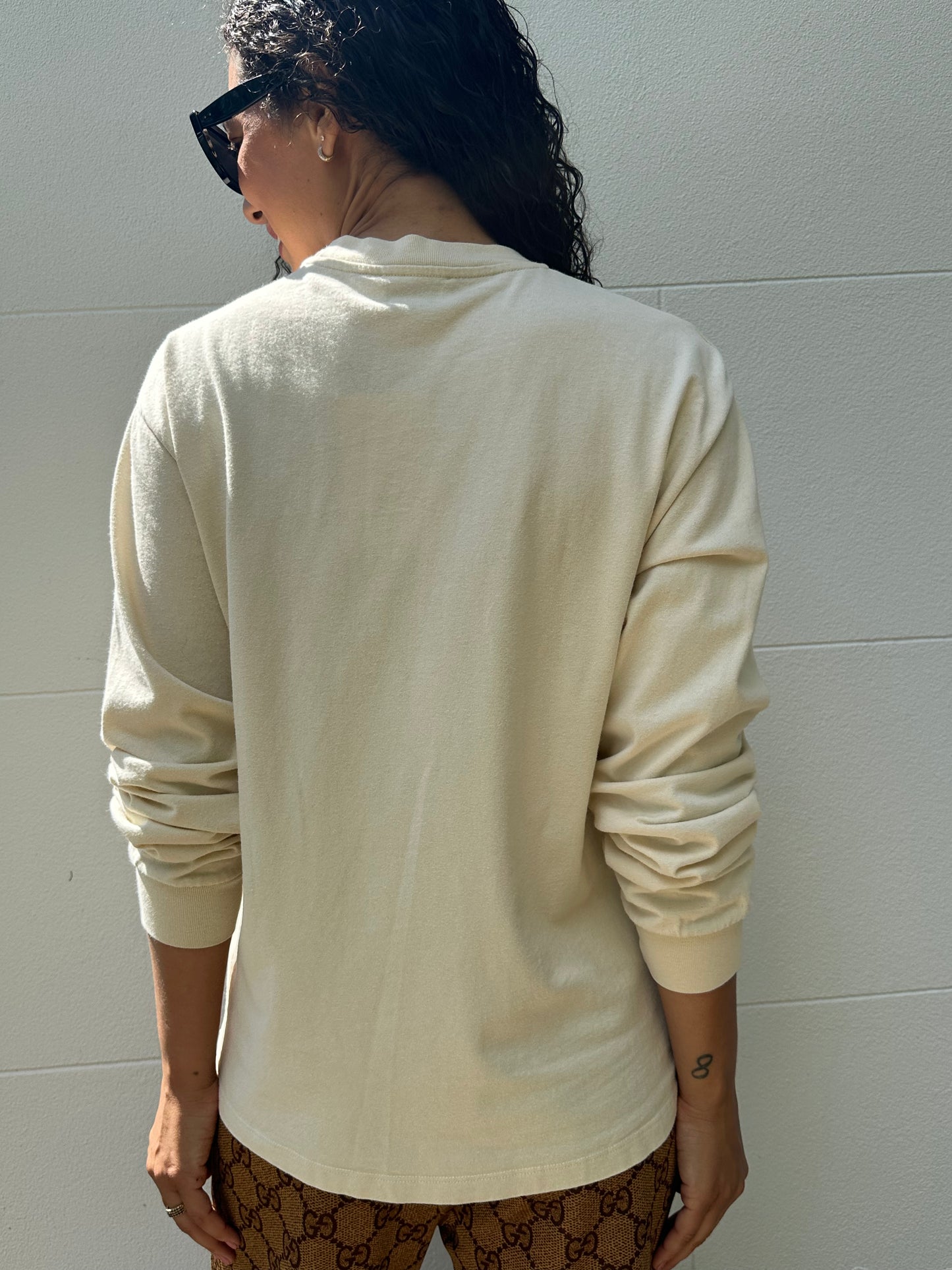 Aries Beige Logo T-Shirt Size S