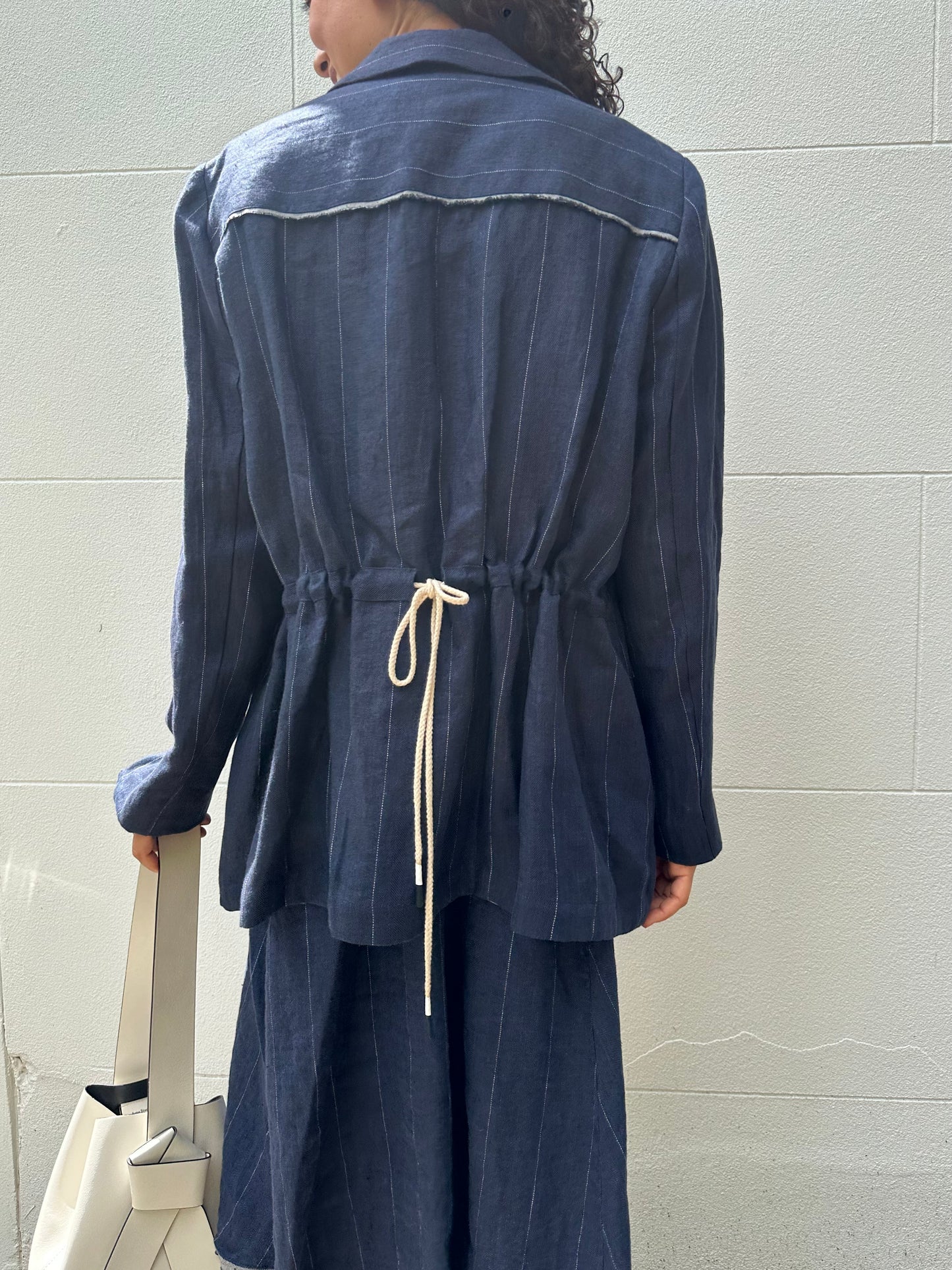 By Freer Navy Linen Jacket Size M