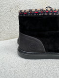 Chanel Tweed Leather Boots Size 40