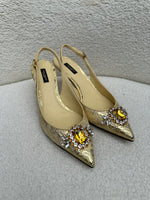 Dolce & Gabbana Yellow Brocade Heels Size 40