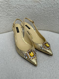 Dolce & Gabbana Yellow Brocade Heels Size 40