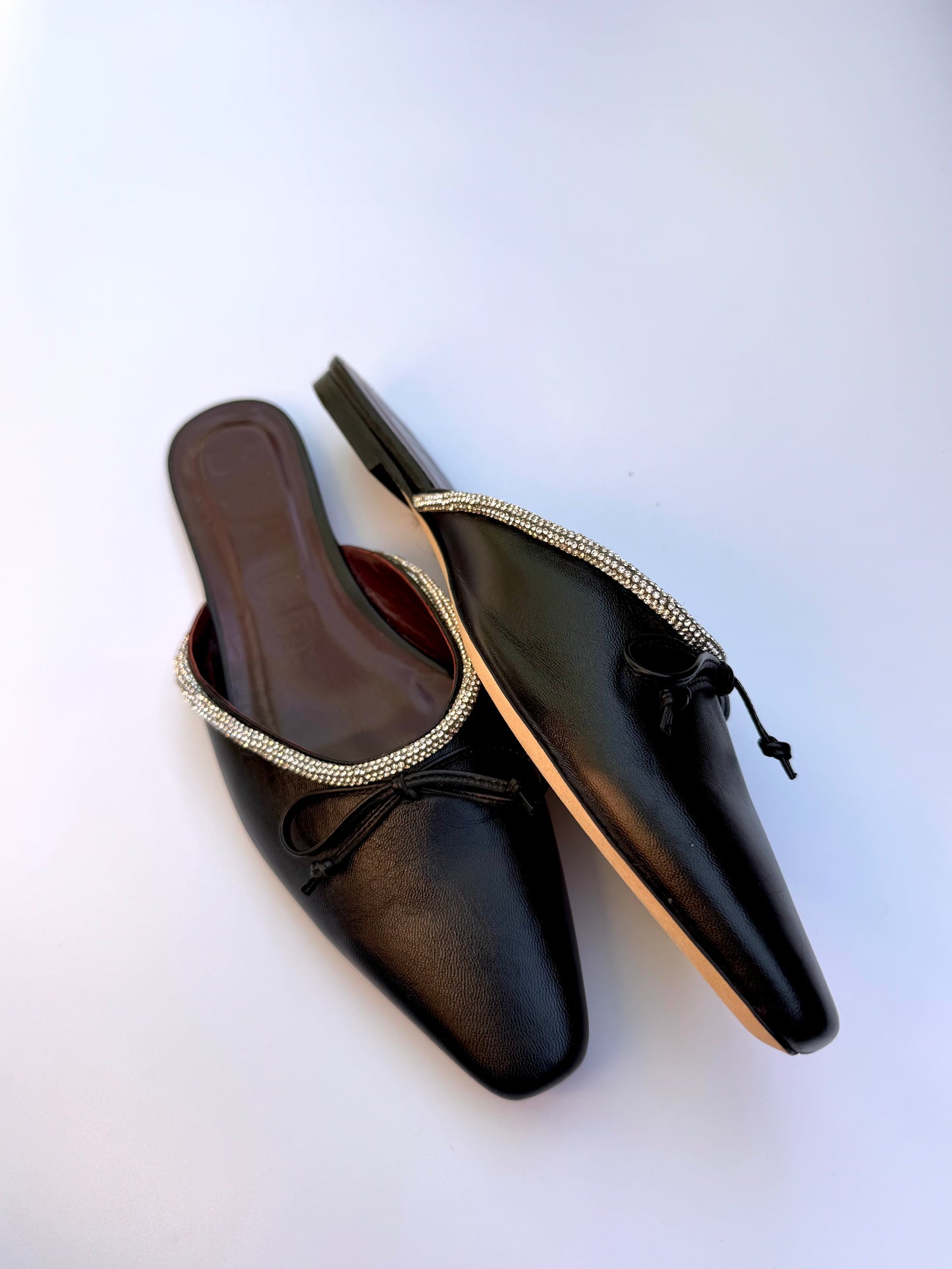 Staud Black Diamonte Mules Size 42