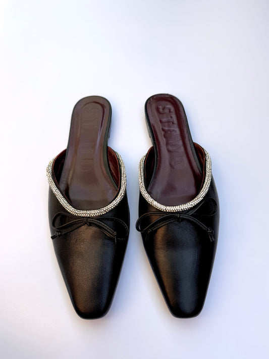 Staud Black Diamonte Mules Size 42