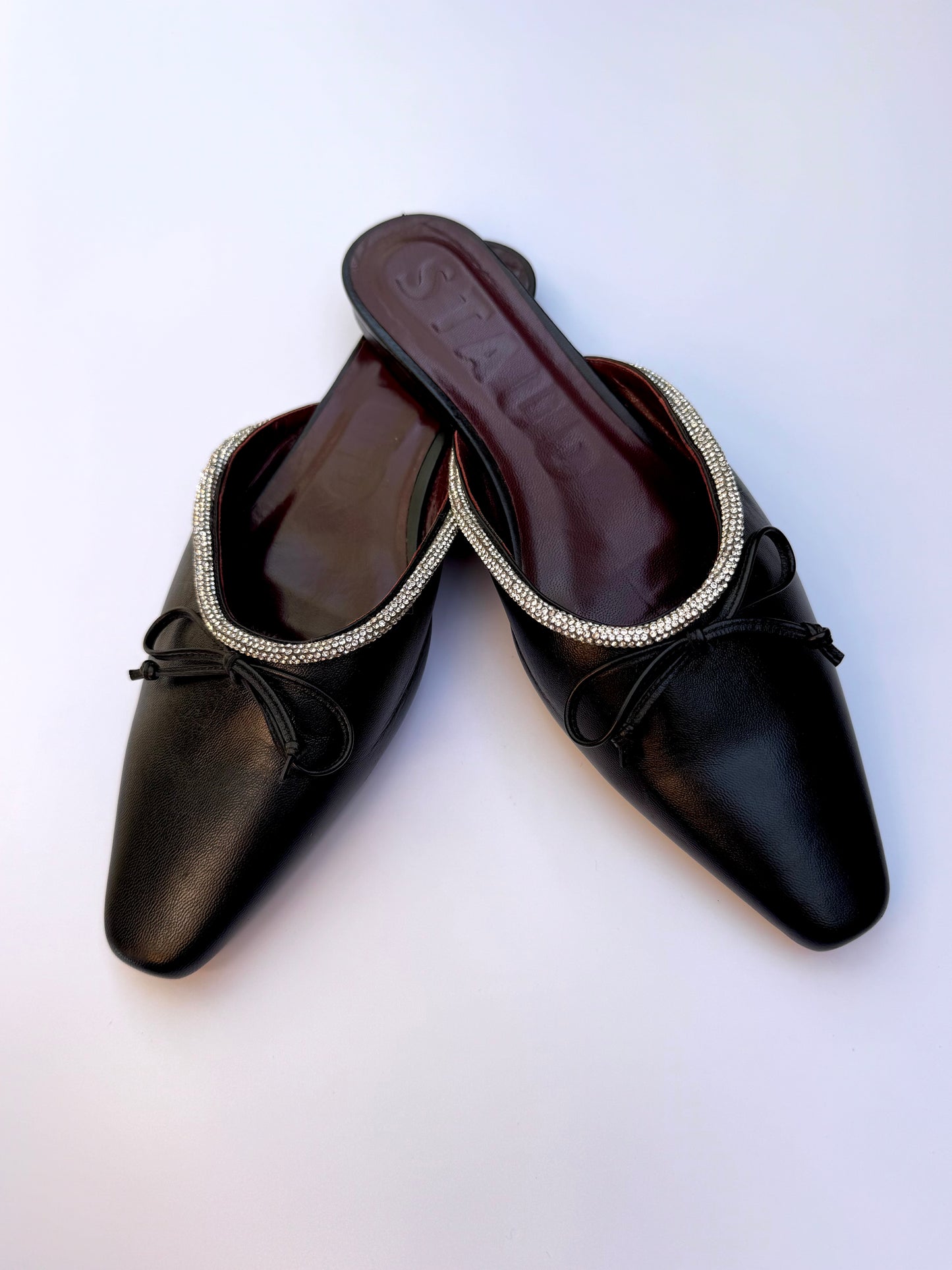 Staud Black Diamonte Mules Size 42
