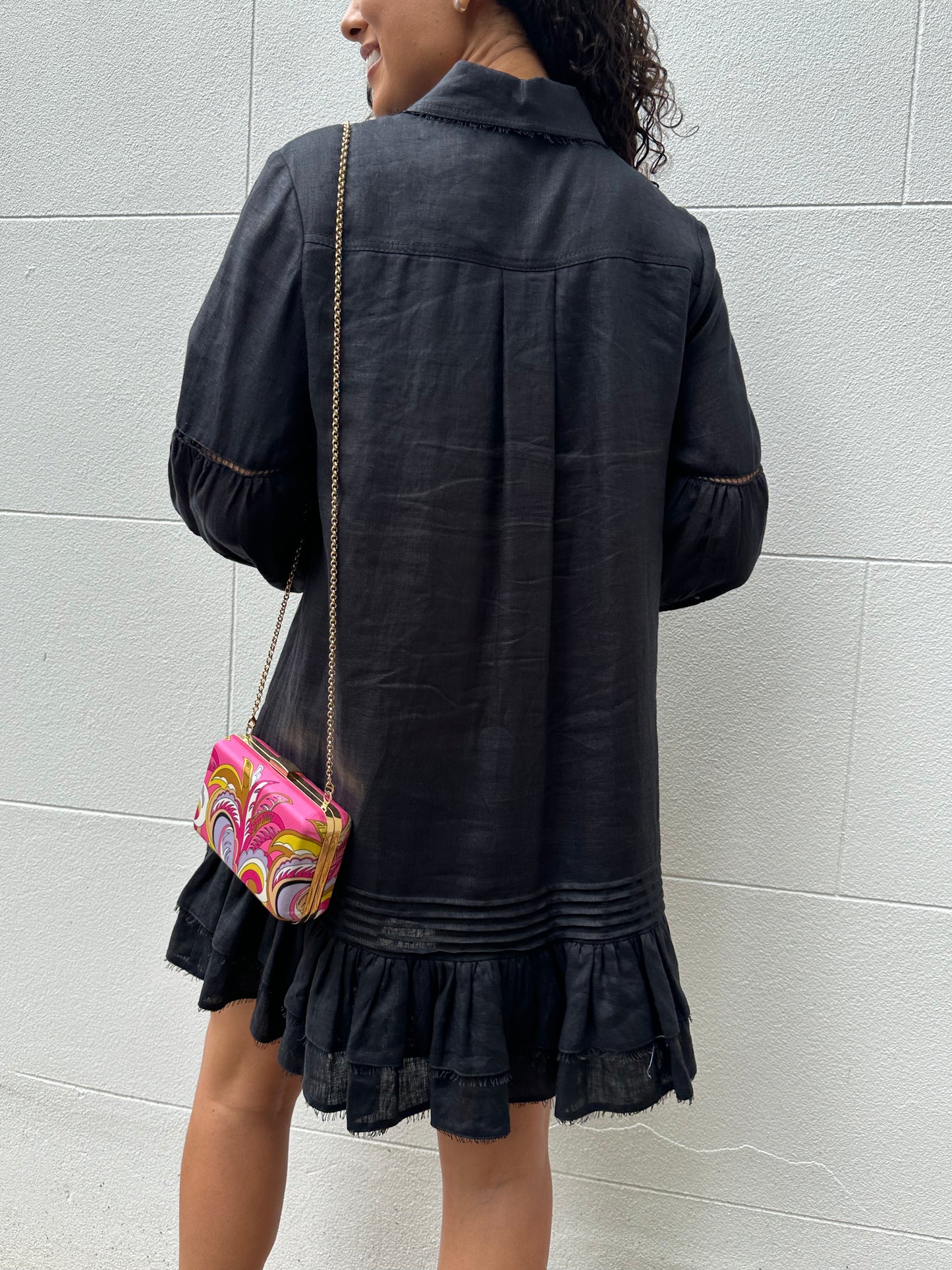 Aje Black Short Linen Dress Size 8