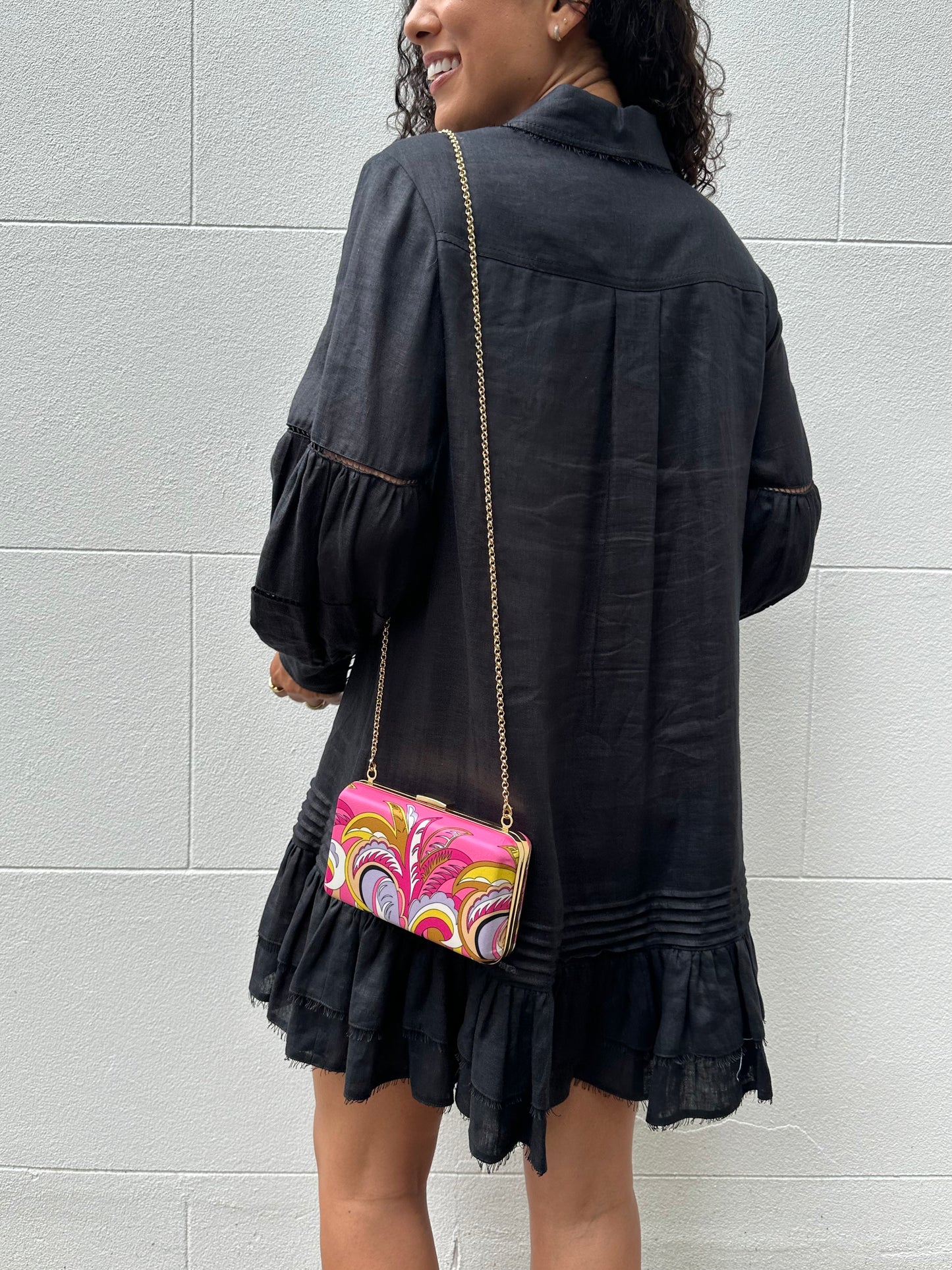 Aje Black Short Linen Dress Size 8