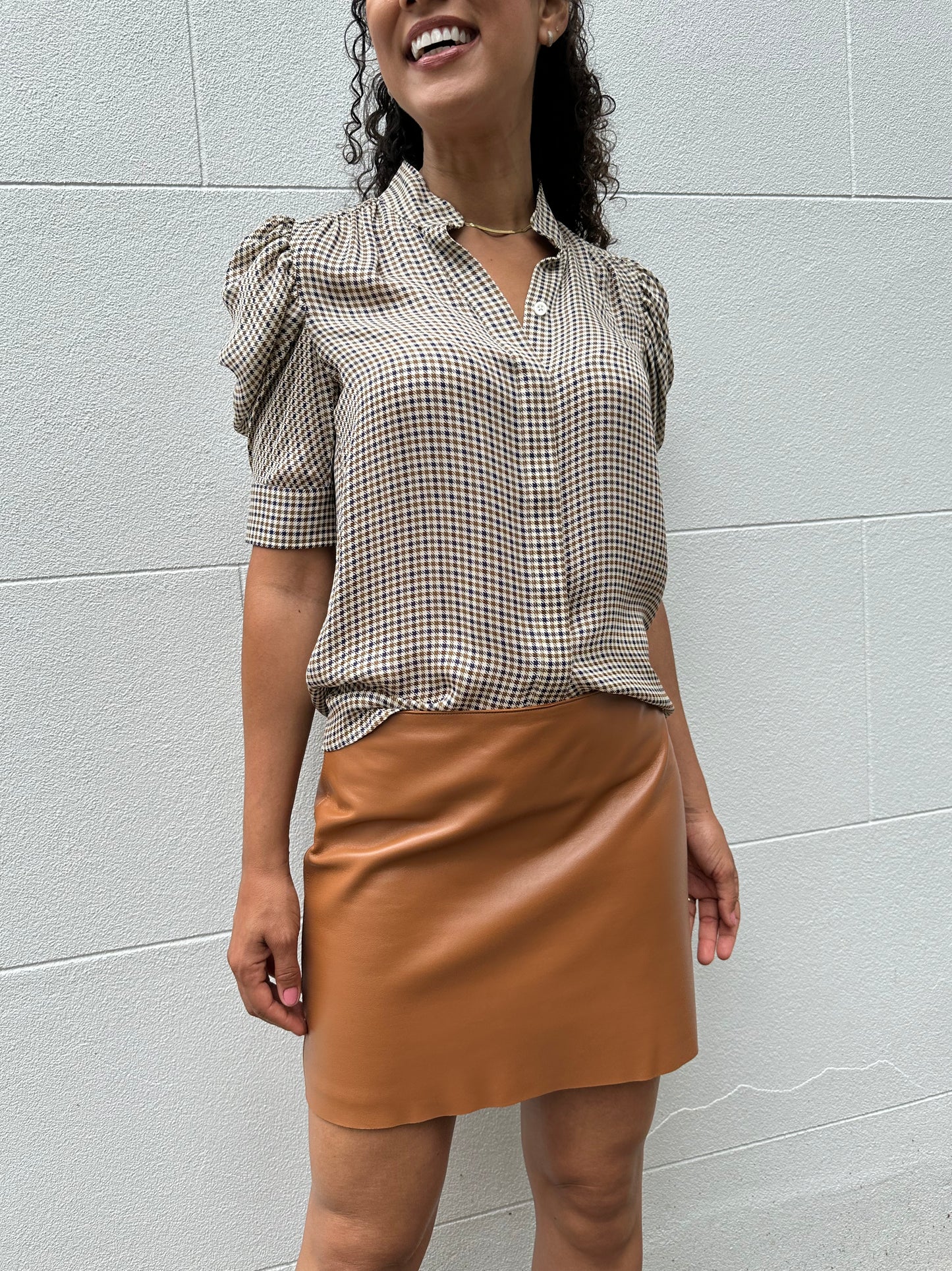 Frame Check Silk Shirt Size XS