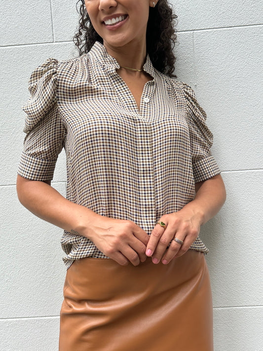 Frame Check Silk Shirt Size XS