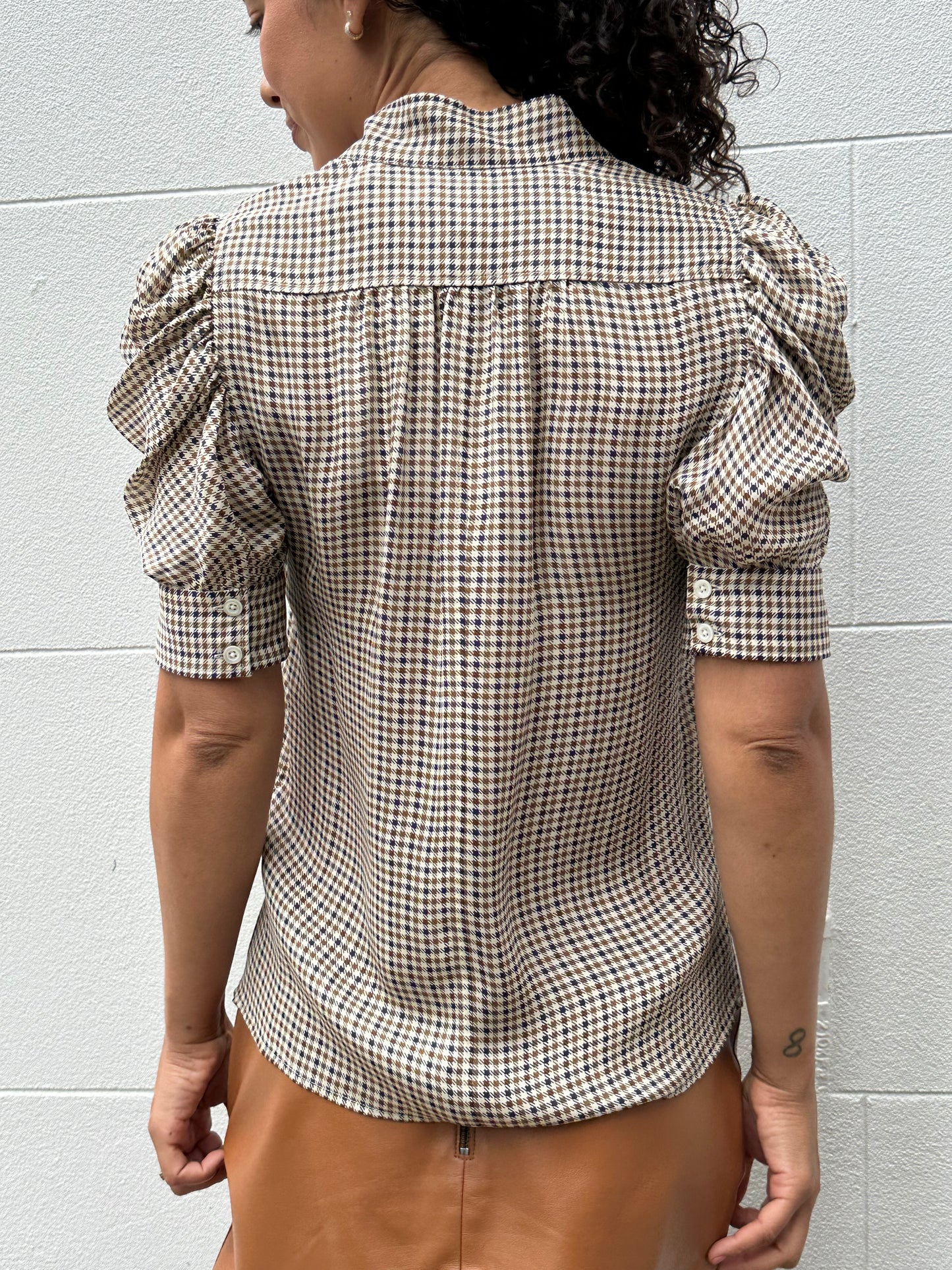 Frame Check Silk Shirt Size XS