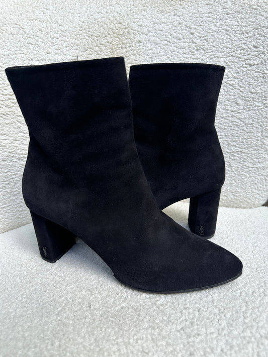 YSL Black Suede Short Boots Size 40