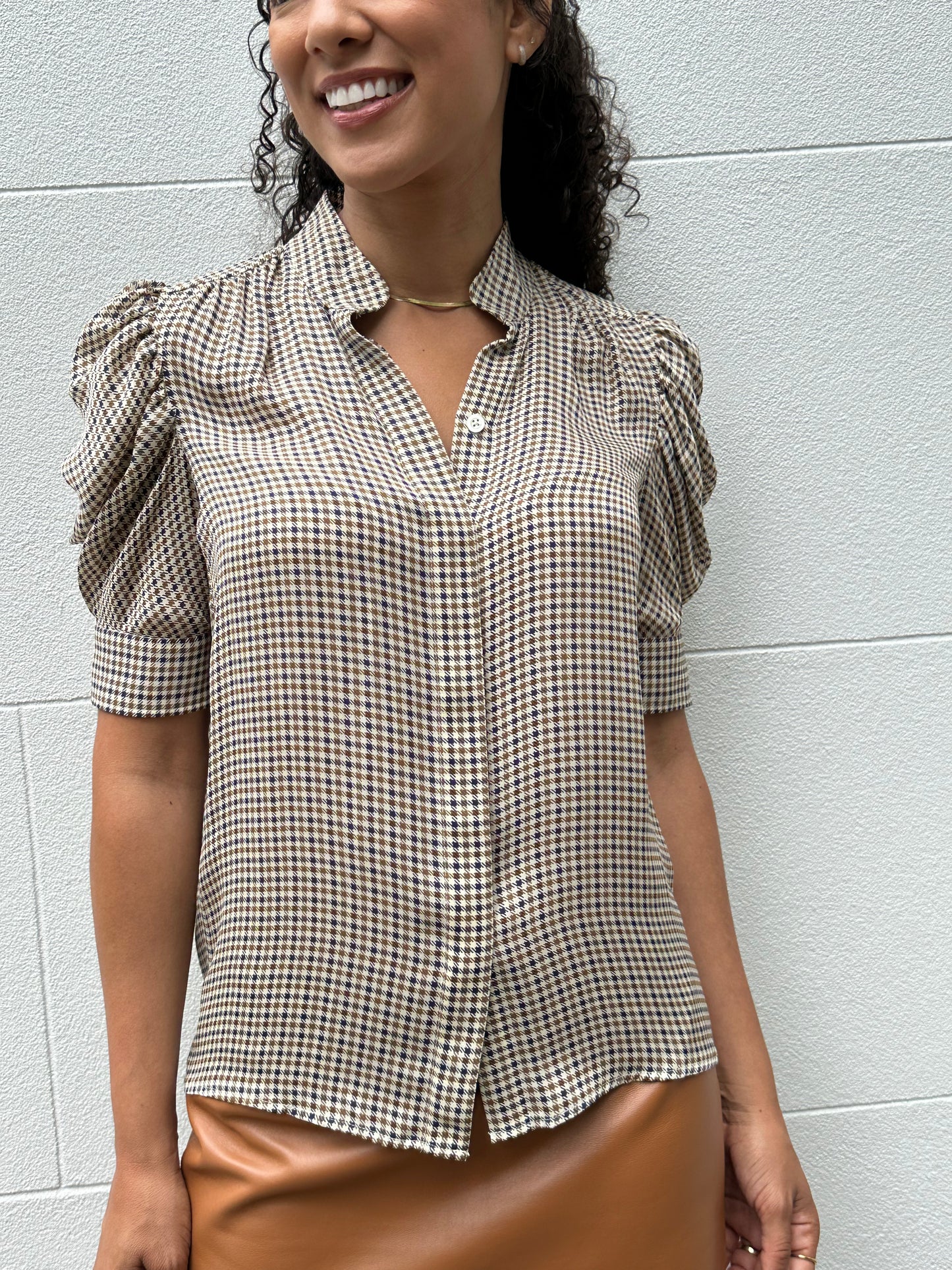 Frame Check Silk Shirt Size XS