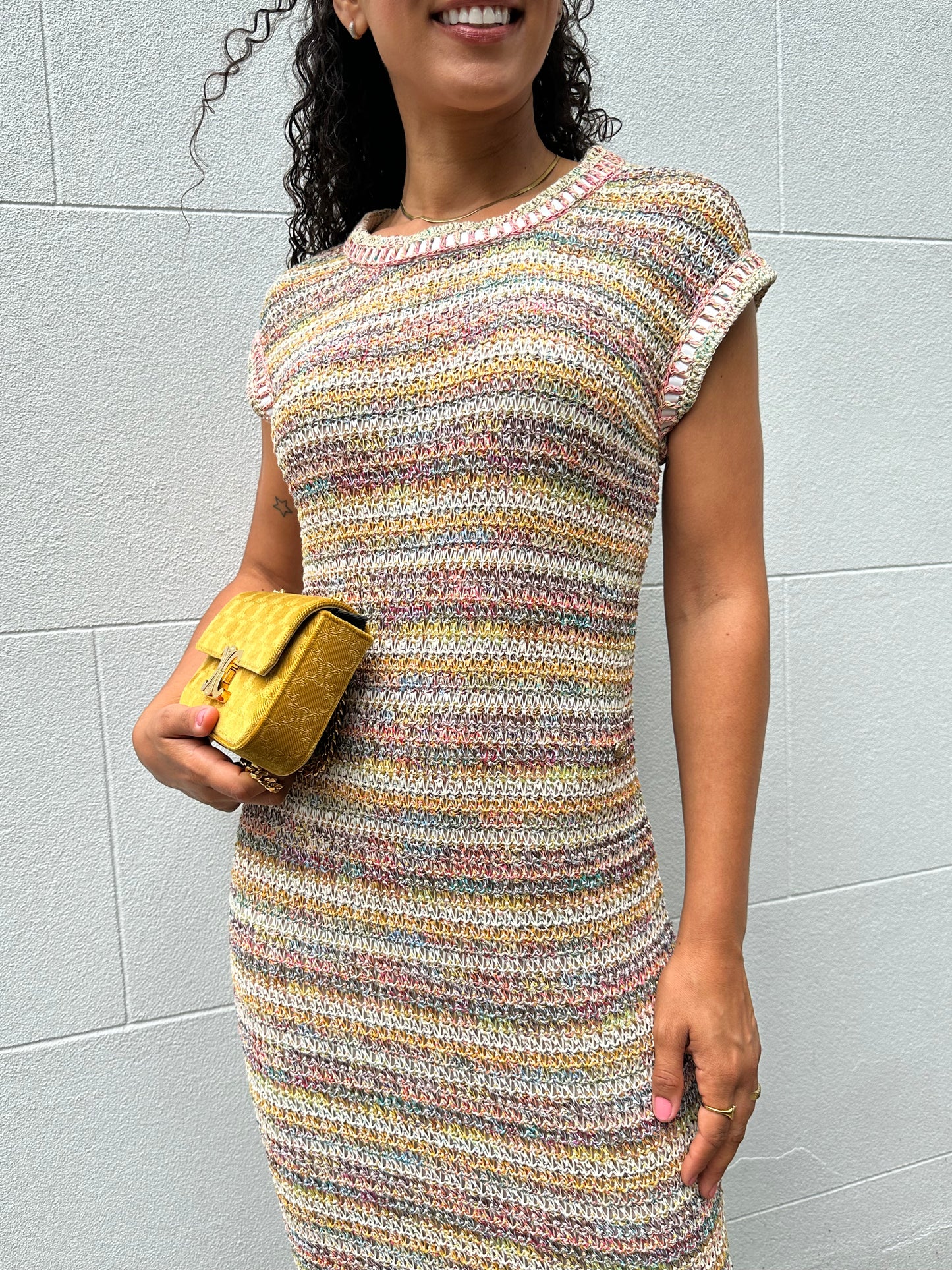 Chanel Taupe Knit Long Dress Size 38