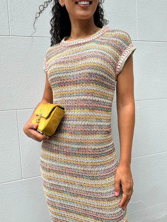 Chanel Taupe Knit Long Dress Size 38