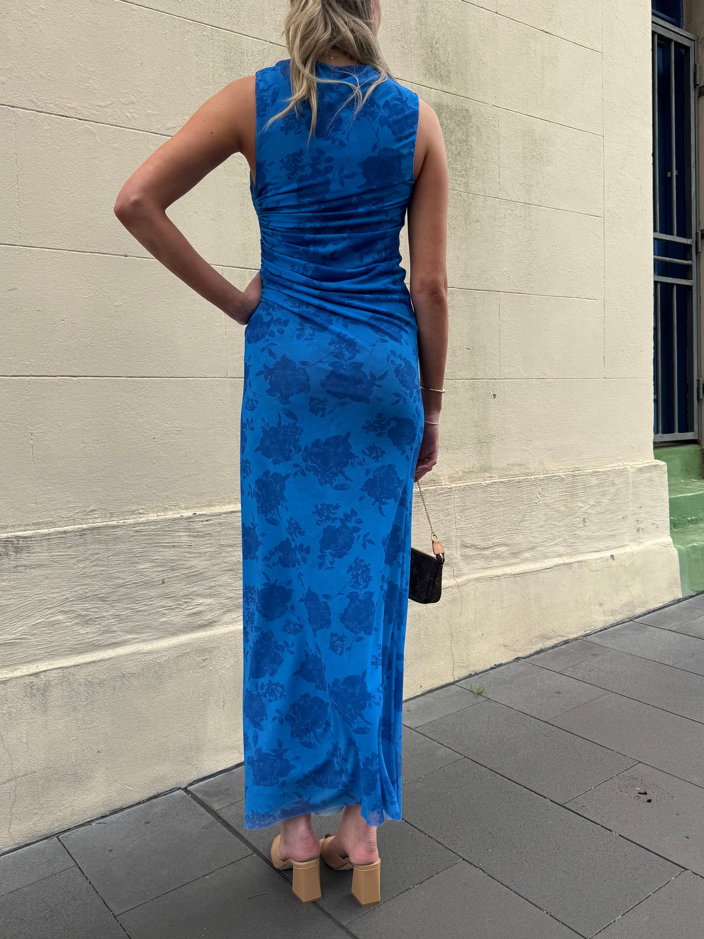 Scanlan Theodore Blue Mesh Floral Dress Size 8