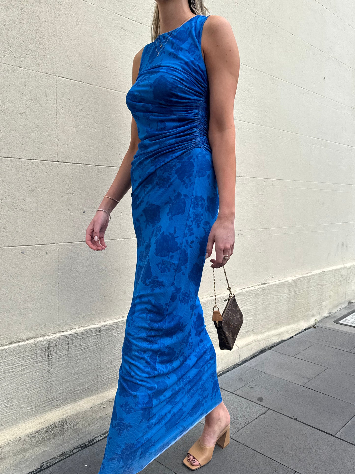 Scanlan Theodore Blue Mesh Floral Dress Size 8