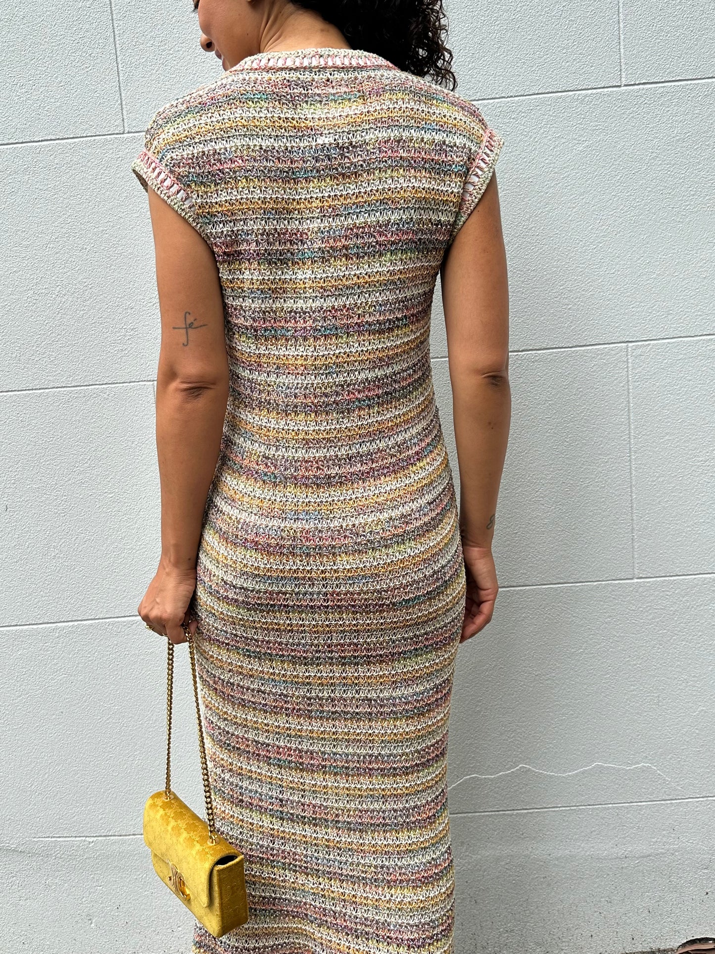 Chanel Taupe Knit Long Dress Size 38