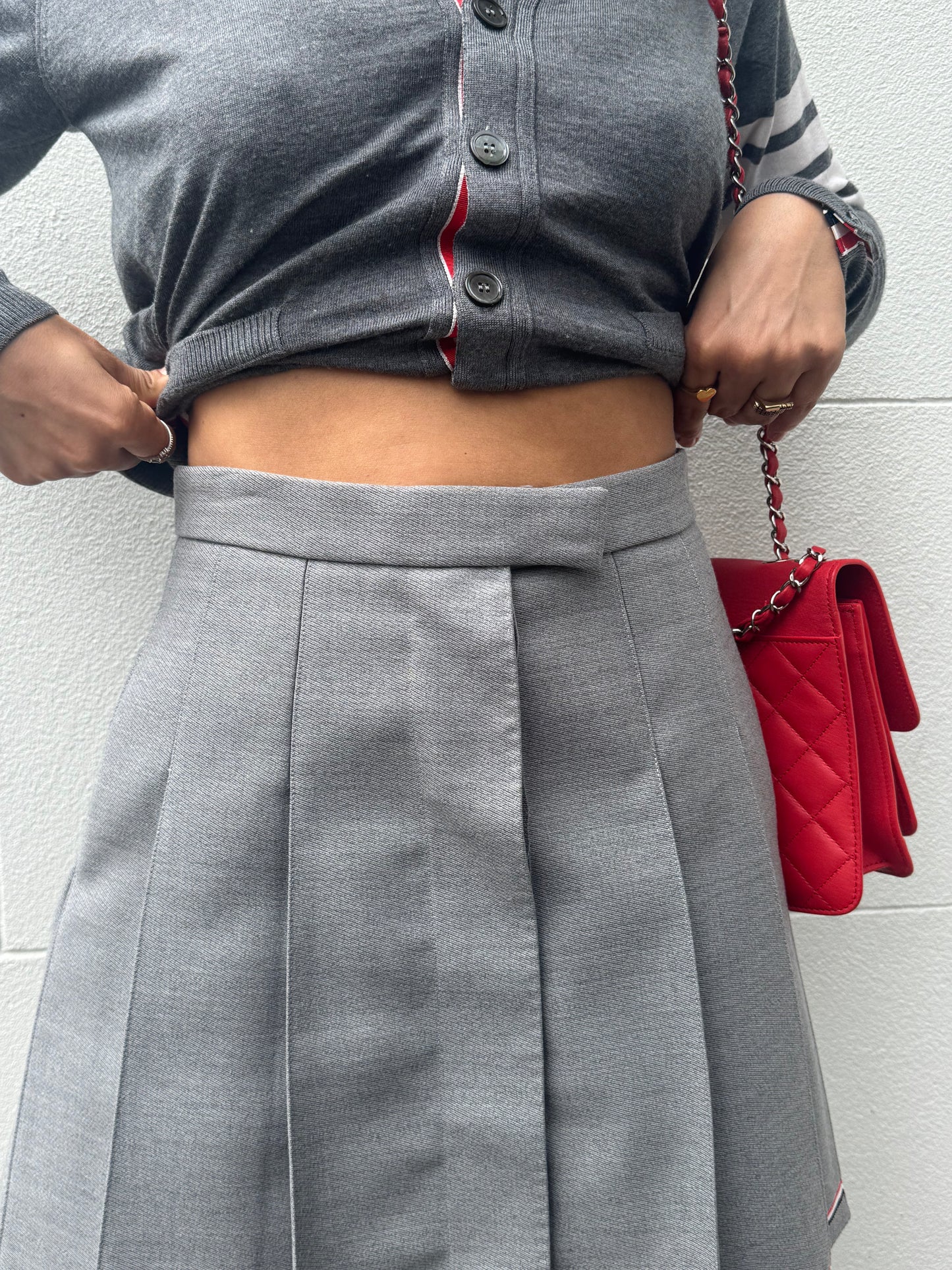 Thom Browne Grey Pleat Skirt Size 40