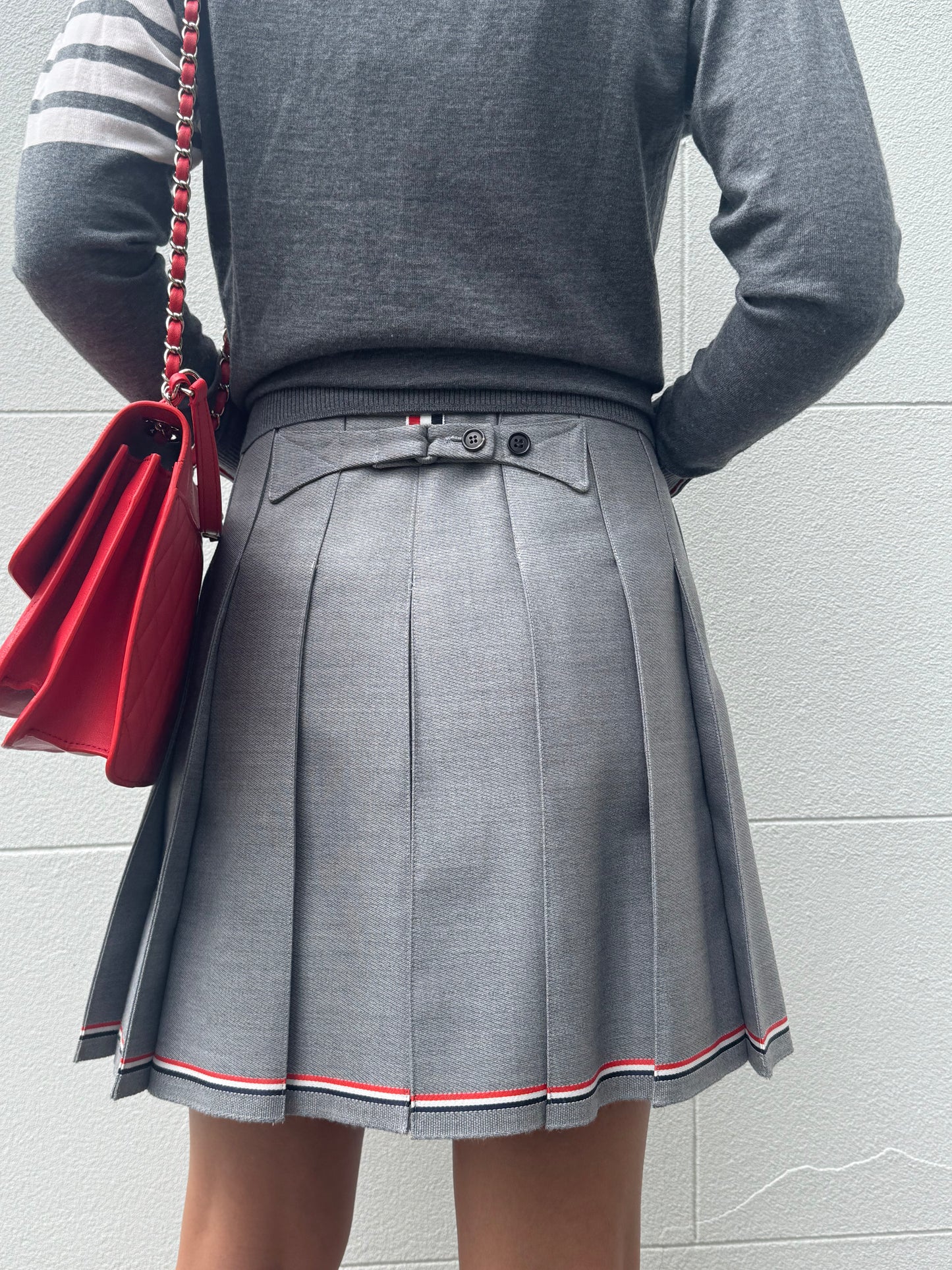 Thom Browne Grey Pleat Skirt Size 40