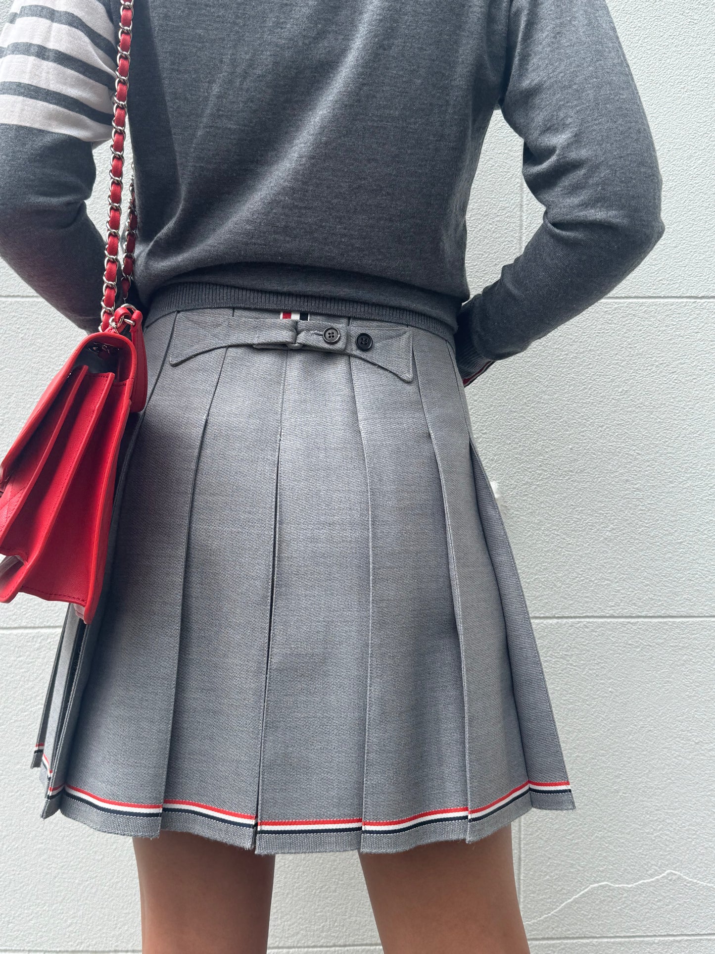 Thom Browne Grey Pleat Skirt Size 40