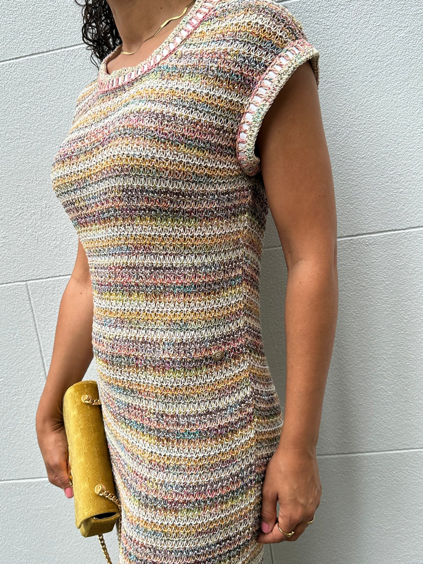 Chanel Taupe Knit Long Dress Size 38