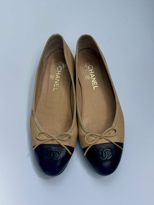 Chanel Two Tone Ballet Flats Size 39.5