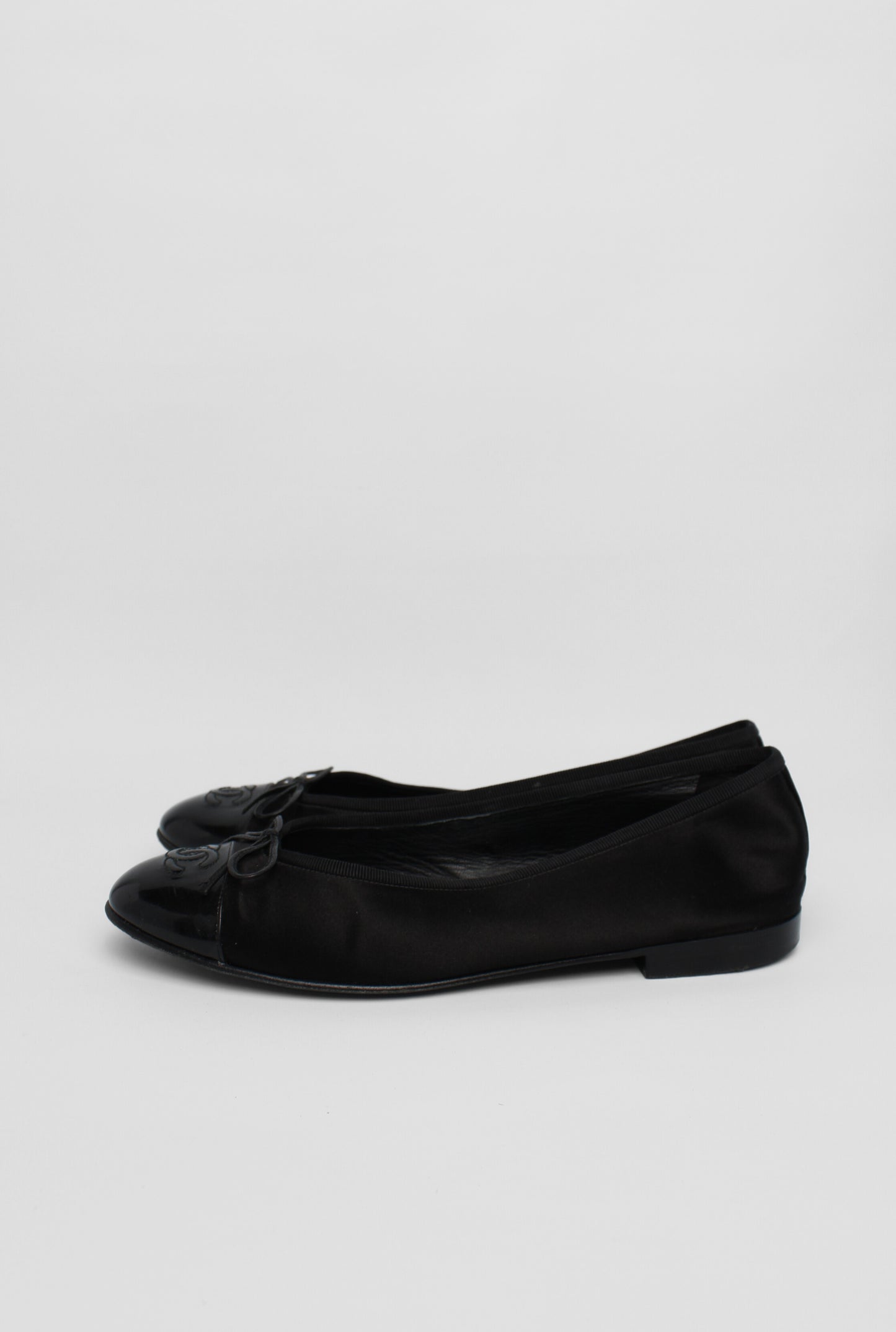 Chanel Black Satin Ballet Flats Size 39.5