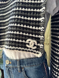 Chanel Black and White Stripe Knit Scarf