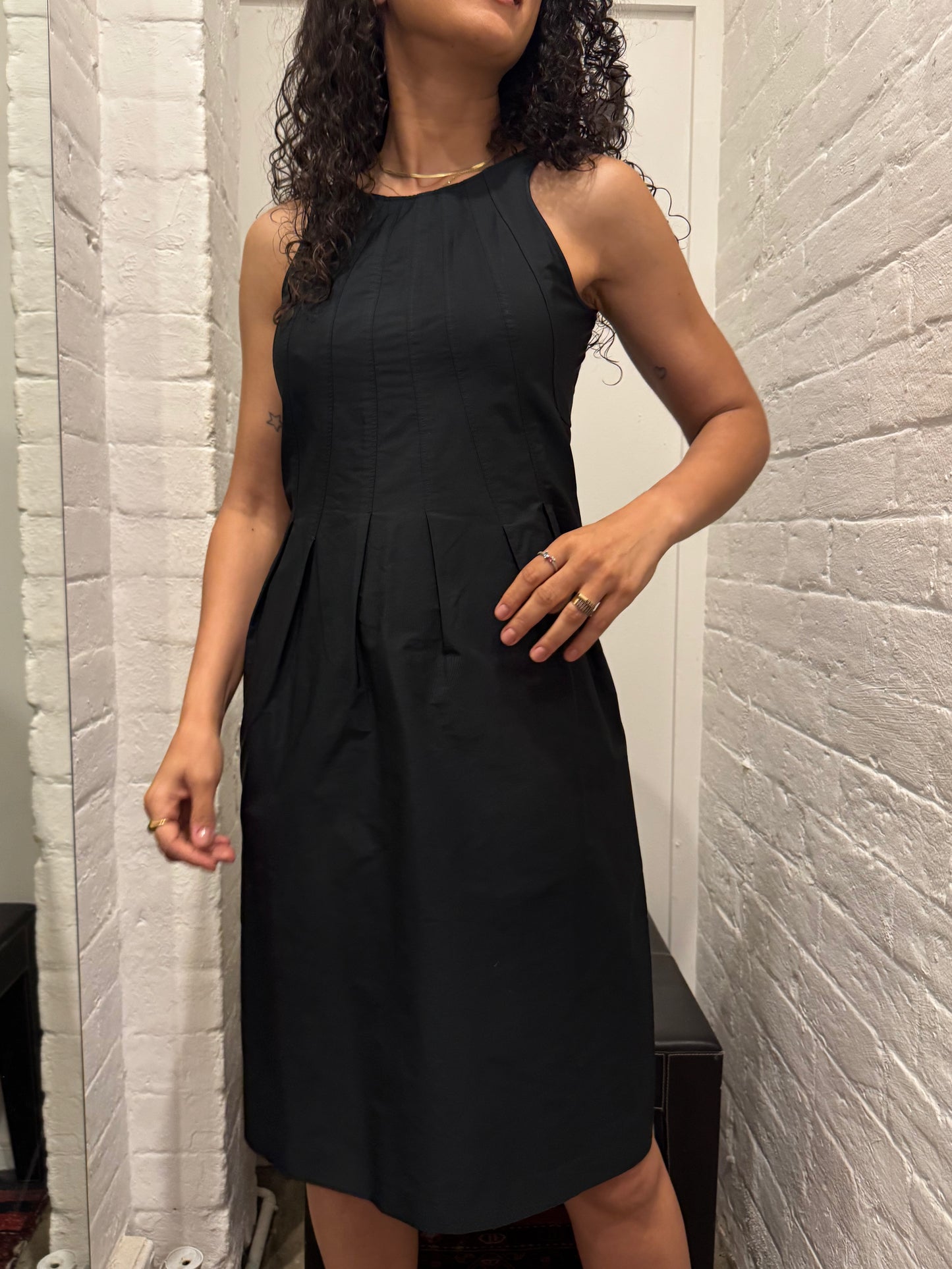 Jil Sander Black Stitch Dress Size 34