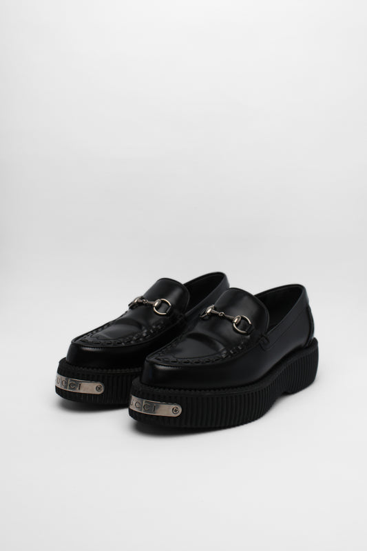 Gucci Black Horsebit Chunky Loafers Size 37.5