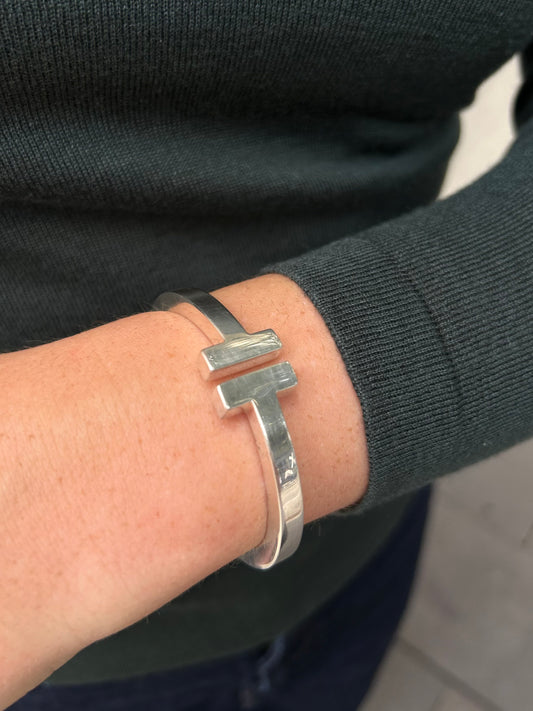 Tiffany Silver Thick T Bangle
