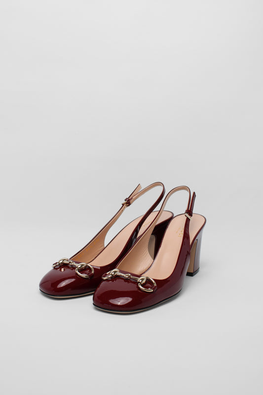Gucci Burgundy Horsebit Slingbacks Size 36.5