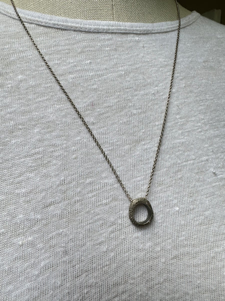 Rosa Maria Silver Necklace With Diamond Covered Circle