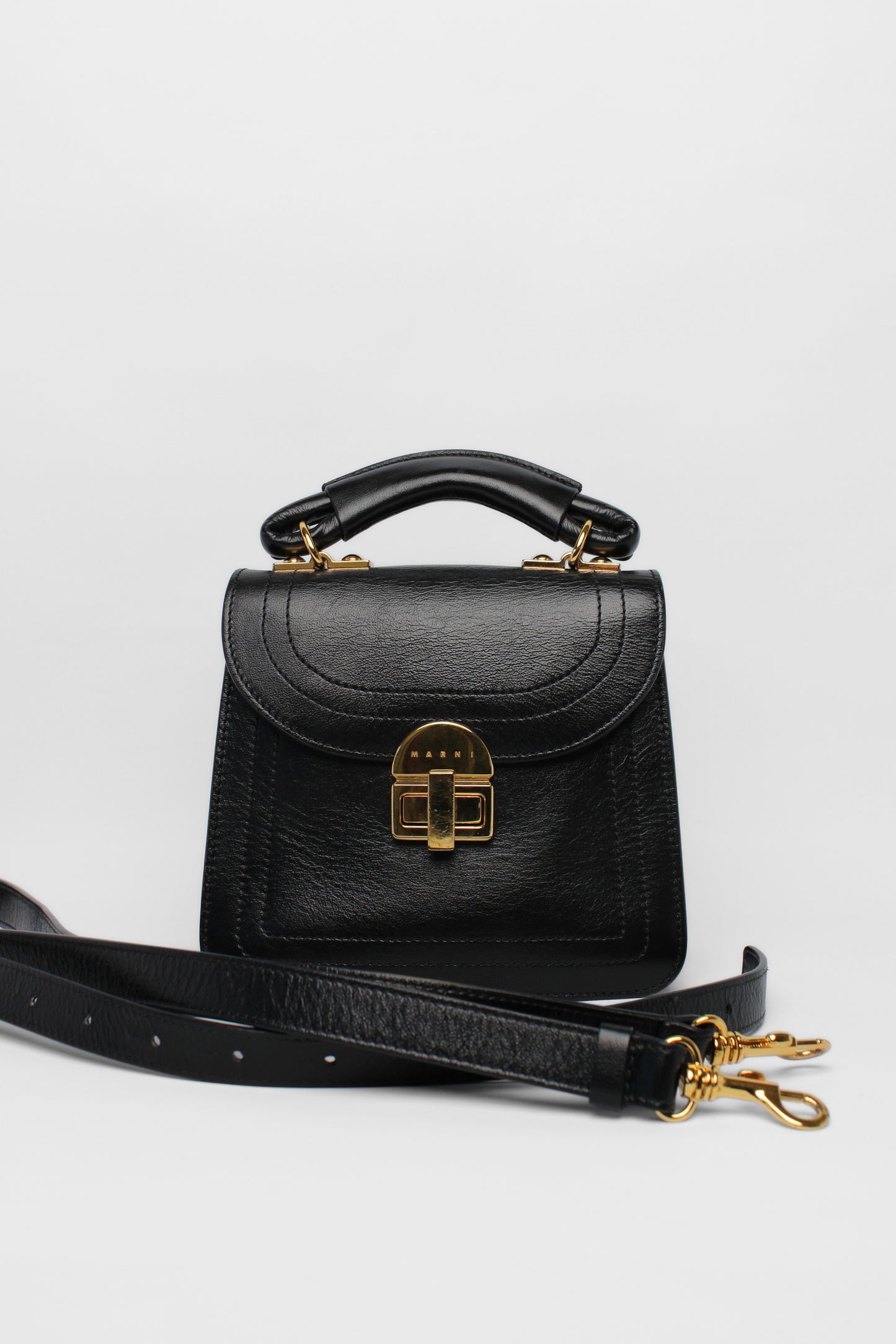 Marni  Black Leather Juliette Bag , Gold Hardware