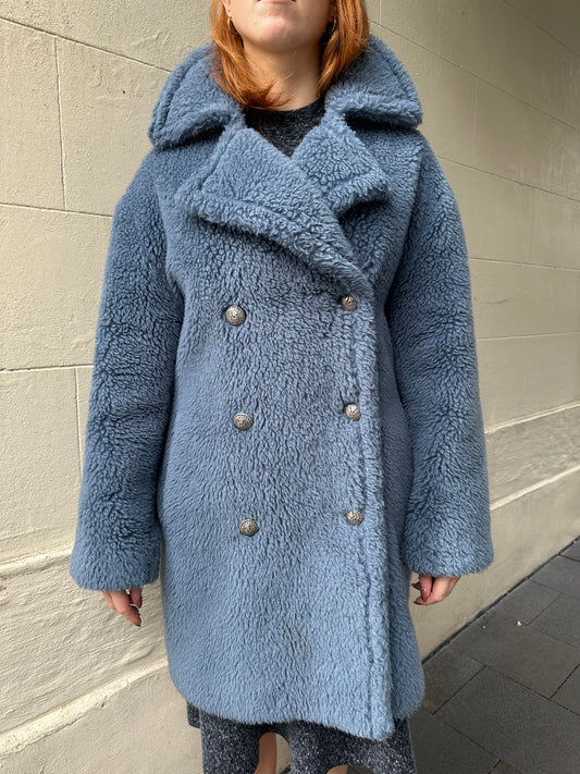 Fazi Blue Teddy Coat Size US1