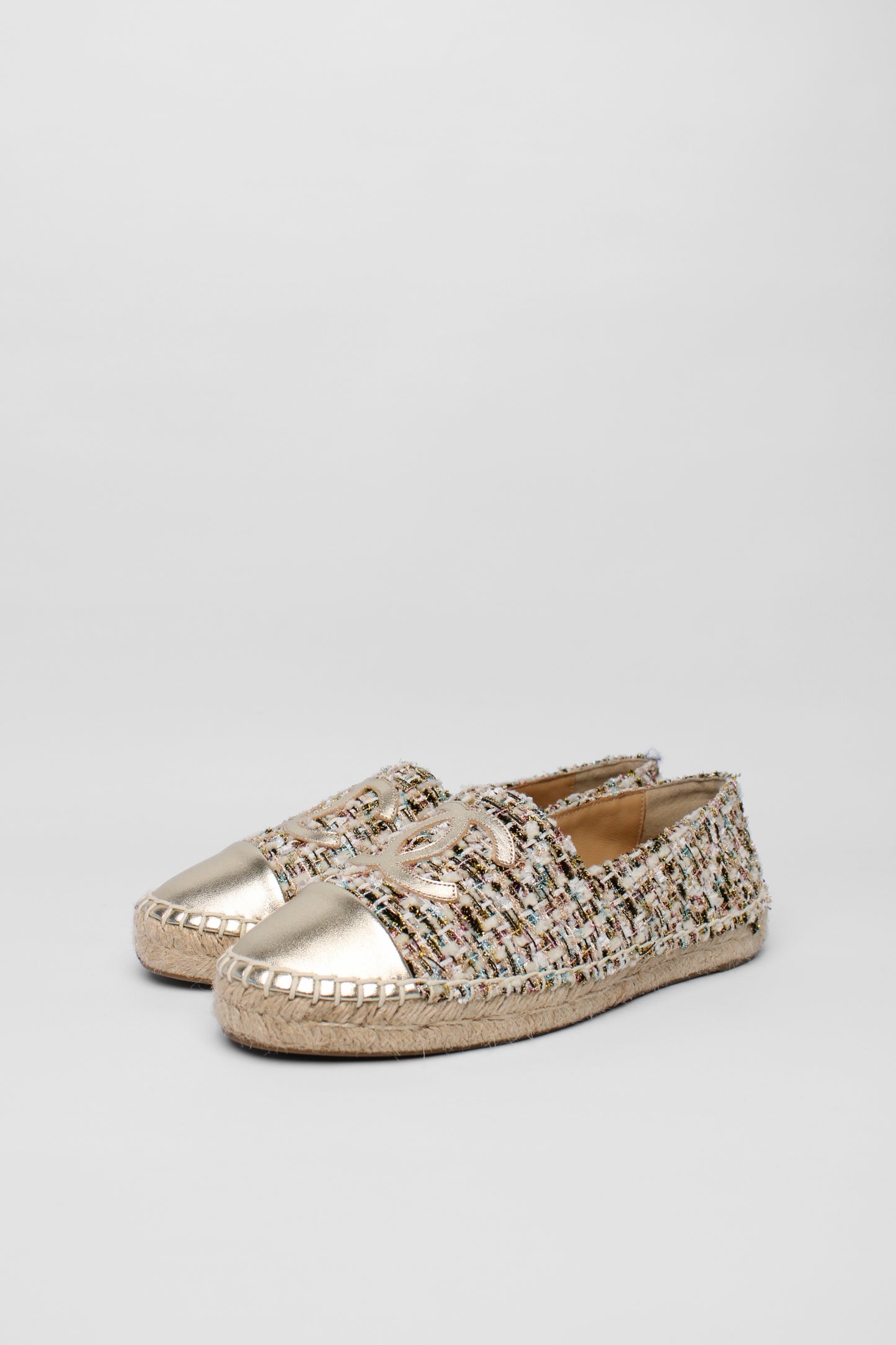 Chanel CC golden tweed Espadrilles Size 38