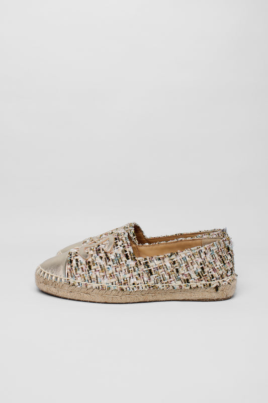 Chanel CC golden tweed Espadrilles Size 38