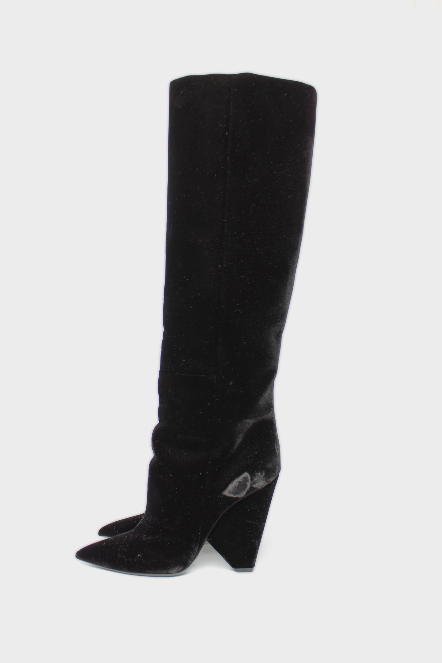 Saint Laurent BlackVelvet High Boots Size 38