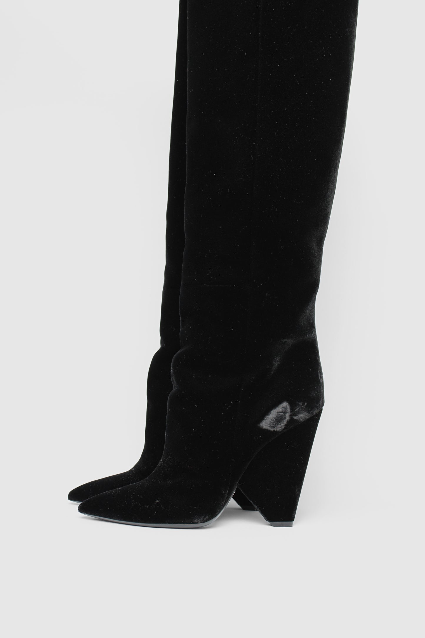 Saint Laurent BlackVelvet High Boots Size 38
