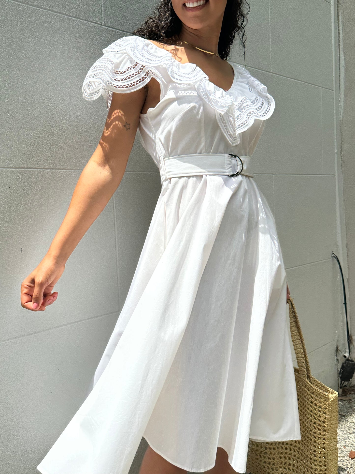 PAROSH White Sundress Size M